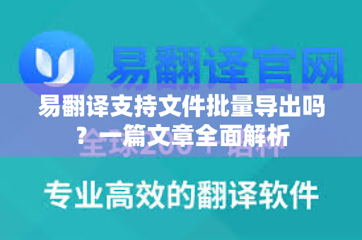 易翻译支持文件批量导出吗？一篇文章全面解析