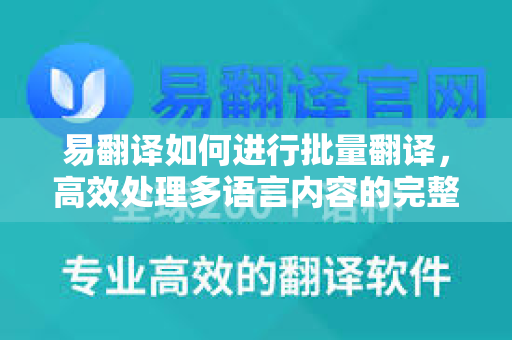 易翻译如何进行批量翻译，高效处理多语言内容的完整指南