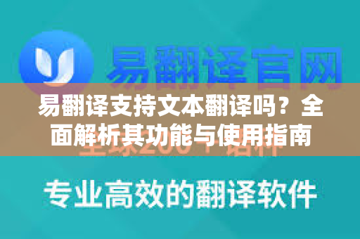 易翻译支持文本翻译吗？全面解析其功能与使用指南