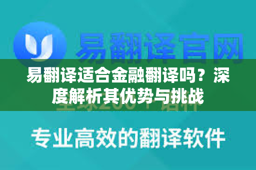 易翻译适合金融翻译吗？深度解析其优势与挑战