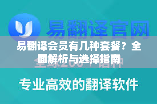 易翻译会员有几种套餐？全面解析与选择指南-第1张图片-易翻译 - 易翻译下载【官方网站】