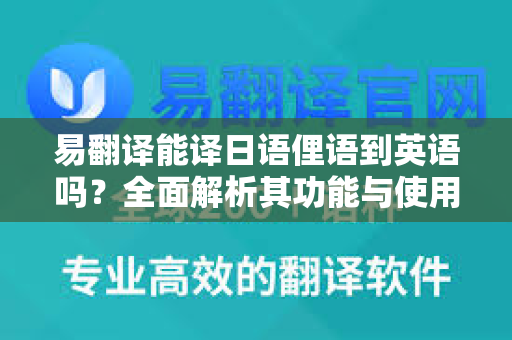 易翻译能译日语俚语到英语吗？全面解析其功能与使用技巧