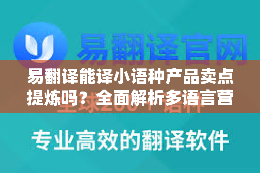 易翻译能译小语种产品卖点提炼吗？全面解析多语言营销新策略
